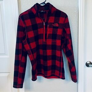 The North Face buffalo Plaid half zip long sleeve pullover sweater size S